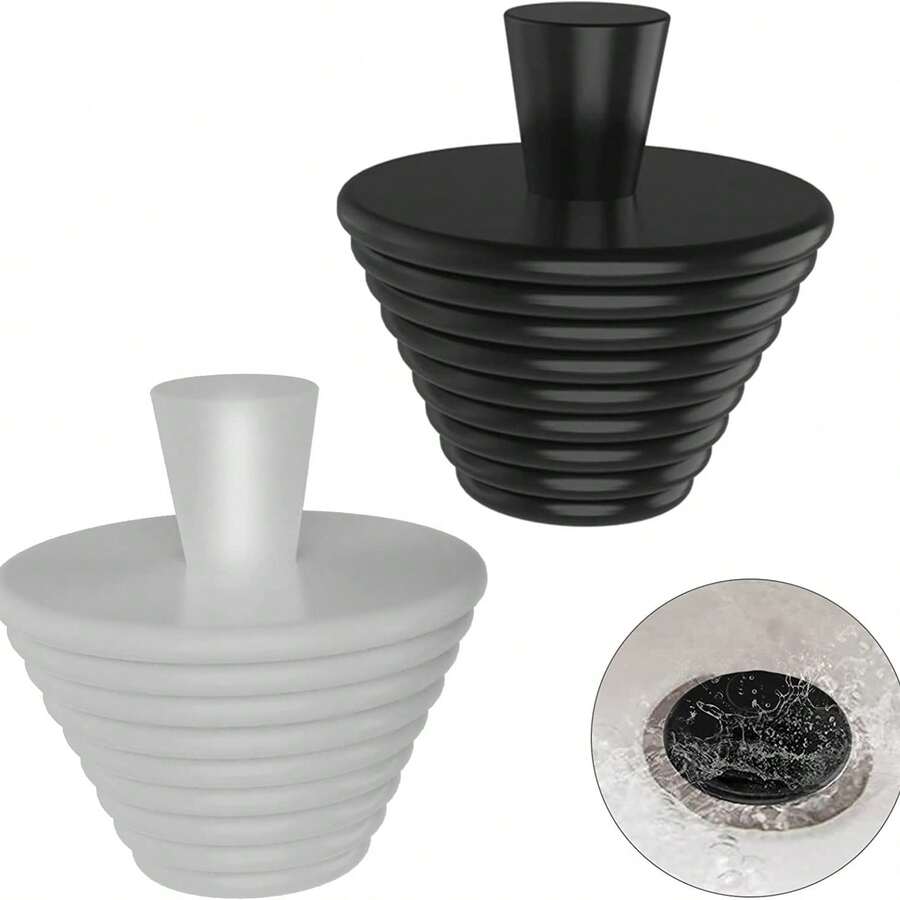 Universal Bathtub Stopper 2 Packs Silicone Tub Stoppers For Bathroom Kitchen Sink Drains Bath Plug Drain Plugs Replacement, Black And Gray - A - View 1