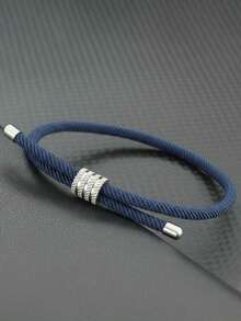 diffone Pulsera de cuerda minimalista hecha a mano de 4mm con dijes de acero inoxidable y cuentas para hombres y mujeres, joyería de brazalete para mejores amigos - Pulsera minimalista - Ver 16