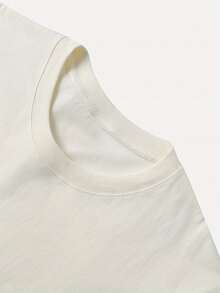 Cute And Fun T-Shirt With Cat Print, Short Sleeves And Round Neck. - 杏色 - 查看 6