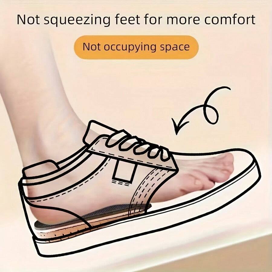 2pcs Invisible Height Increasing Shoe Insoles, Soft Breathable Shock-Absorbing Shoe Pads, Sweat-Absorbing Odor-Resistant Men's And Women's Sports Casual Shoe Insoles, Suitable For Daily Casual Height Increase, Outdoor Running Sports, Hiking, Daily Commute Outfits, Fashion Enthusiasts, Sports People, Invisible Height Increasing Heel Pads - Multicolor - View 1