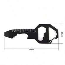 Multifunctional Bottle Opener Keychain Tool Card, Portable Mini Bottle Opener Ruler Pendant, Integrated Scale Ruler, Beer Bottle Opener, Pry Tool, Snap Ring, Black And White Dual-Color Outdoor EDC Gadget, Suitable For Daily Key Hanging, Outdoor Travel, Car Carry, Home Simple Bottle Opening And Measurement - Multicolor - View 5