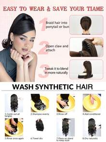 nimoki 14 Inch Elegant Claw Clip Ponytail Hair Extension, Heat-Resistant Synthetic Fiber, Easy To Wear Hair Accessory, Suitable For Women's Daily Use And Various Occasions - Multicolor - View 8