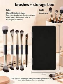 1 Set luxuriöses doppelseitiges Make-up-Pinselset, Premium-Synthetikborsten mit Golddekoration, tragbare Spiegel-Aufbewahrungsbox, All-in-One makellose Make-up-Werkzeuge, exquisites Schönheitsgeschenk für Frauen - Verschiedenfarbig - Übersicht 9