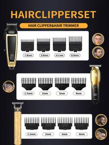 HIENA-5 Men's Professional Hair Clipper Gift Set, Wireless Hair Clipper Set And Trimming Set, Electric Beard Trimmer And Nose Hair Trimmer Set, Reciprocating Shaver And Men's Facial Grooming Set, Comprehensive Gift Set Designed For Men - View 7