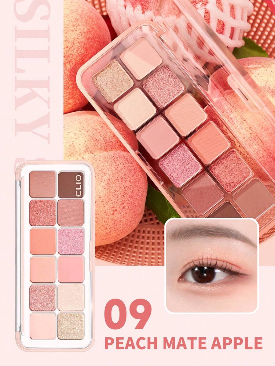 CLIO Pro Air 眼影盤 #09 Peach Apple 1 盤 7.2g,清新桃粉色啞光珠光亮片全能眼影盤,輕盈不易掉粉、持久顯年輕,適合所有膚色,春季約會妝容 - 09 蜜桃蘋果 - 查看 1