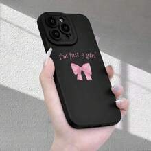 Phone Case: 1 Pink Bow English Pattern Angel Eye Phone Case, Suitable for  17/16/15/14/13/12/11/X/XSMAX/Plus/Pro/Pro Max/17 Air and Galaxy S25/S24 Plus/S23/S22/S21 Ultra and Galaxy A series - Schwarz - Übersicht 4
