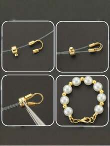 Set Manik Jepit Emas 18K 80-160pcs untuk Pembuatan Perhiasan | Penjepit Pelindung Kawat Berbentuk U, Tutup Ujung Manik Logam, Liontin Jepit, Cocok untuk Ditambahkan ke Ujung Gelang dan Kalung - MultiWarna - View 5