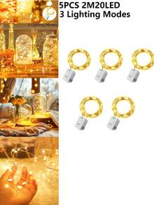 10/5/1Pack 2M20LED 3-Lighting Modes Home Decor Copper Wire String Light,Including Batteries,Lights For Flower Bouquet Decor,Indoor Bedroom Decor LED Fairy String Light,Wedding Birthday Party Decor String Light,Outdoor Garden Yard Decor Lights - Yellow - View 14