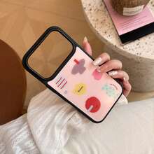 GUCADI Colorful Geometric Vase Phone Case, Compatible With IPhone 17 Pro Max, Apple 16 Pro, 14/15. It Has A Unique High-End Texture, Durable And Scratch-Resistant. It Features Uniqueness, Black Background, Geometric Patterns, Graffiti, Minimalist Art, Personalized, Creativity, Geometric Design, Simple Style, Contrasting Colors, Niche, Style. - Pink - View 4