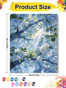 白色櫻花樹陽光風景DIY數字油畫 手作成人居家裝飾 節日禮物牆面藝術畫布套裝 - 套裝 - 查看 9