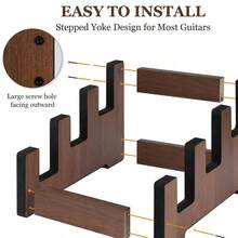 Multi Guitar Stand Wooden Rack Holds 3 Electric Bass Guitars For Stage Studio - Brown - View 5