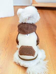1 buah Pakaian Hewan Peliharaan Anjing Kucing Musim Gugur Musim Dingin Hangat Bulu Domba Tebal Gaya Korea - Topi Kopi - Coffee Brown - View 2