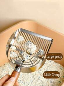1 Stainless Steel Cat Litter Scoop With Large Mesh, Suitable For Clumpy Cat Litter. Wooden-Handle Stainless Steel Cat Litter Scoop Featuring Large-Hole, Small-Hole, All Types Of Cat Litter. Ergonomic Grip For Easy Cleaning, Suitable For Pet - Multicolor - View 5