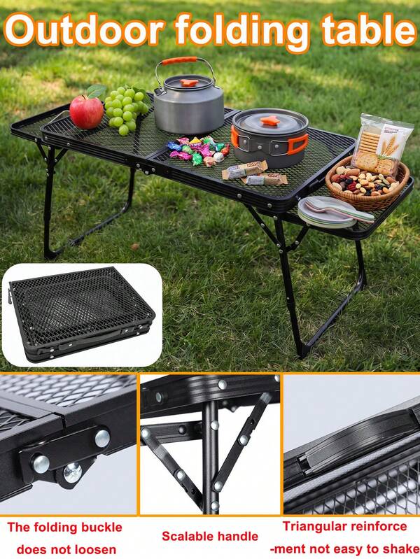 1pc 4 Sizes Optional Outdoor Folding Table, Ultra-Lightweight Portable, Double Wing Folding, Suitable For Street Vending, Travel Camping, BBQ, Home Use, Small Low Camping Table With Two Wing Panels, Foldable Low Picnic And Outdoor Table, Lightweight And Easy To Carry, Suitable For Beach, Fishing