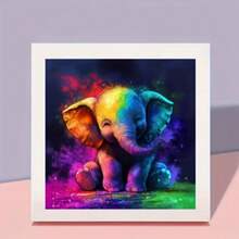 1pc Painted Elephant Pattern 5D Frameless Diamond Painting Kit, High-Quality Original Design Handmade DIY Diamond Art Tools, Round Full Drill Artificial Gemstone Wall Decor Gift, Craft Sewing Puzzle Stress Relief For Adults - View 3