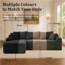 94.5" Modern L-Shaped Living Room Sofa Set, Cloud-Style Sofa, L-Shaped Upholstered Sofa Without Frame, Modern Modular Sofa Set With Recliner, Deep-Seat Sofa, No Assembly Required, Ideal For Living Rooms, Apartments, And More - Camel - View 5