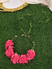 1Pc Bohemian Style Artificial Flower Crown, French Romantic Large Flower Headpiece, Suitable For Wedding/Vacation/Photoshoot - Multicolor - View 9