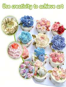 Rose Petal Piping Tips Set, Stainless Steel Floral Cream Piping Tips, Cake And Cupcake Decoration Baking Tools, DIY Piping Tips - Silver 7pcs Rose Piping Tip - View 8