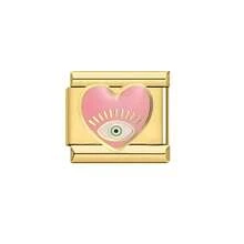 1pc Exquisite Design Fashion DIY Modular Kit, Hip-Hop Punk Style Painted Pattern Evil Eye - Moon & Stars Heart, Multiple Styles Detachable, Stainless Steel Bracelet Module, Fashionable & Versatile, Suitable For DIY Jewelry Making, Creative Design Jewelry Accessories, Suitable For Daily Wear, Surprise Gift For Men & Women - Gold Base - View 9