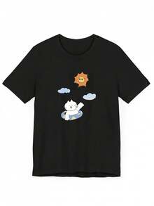 2026 Spring/Summer New Collection "Cat Star Suns In The Sun", Women's T-Shirt With Round Neck And Short Sleeves, Versatile. - 白色 - 查看 6