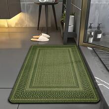 1pc Vintage Olive Green Textured Flannel Rug, Exquisite Multi-Layer Border Pattern, Quiet Elegant Mid-Century Modern Style, Suitable For Bathroom, Entryway, Kitchen, Living Room, Bedroom, All-Season Indoor Use. ⚠️Note: The Pattern Is A Printed Faux Woven Effect, Slight Creases May Occur During Folded Shipping, Which Will Recover After Laying Flat For A While. - 1pc - View 8