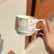 Vintage Anime Four Seasons Stackable Ceramic Mug, Coffee/Milk/Juice/Milk Tea/Cold Drink Porcelain Cup, Suitable For Home, School, Office Daily Use, Holiday Birthday Back To School Season Gift - Multicolor - View 8