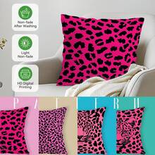 4pcs Pink Leopard Print Pillow Covers Without Inserts, Single-Sided Printed Pillow Covers, Suitable For Living Room Bedroom Home Decor, All Season Pillow Covers - Multicolor - View 4