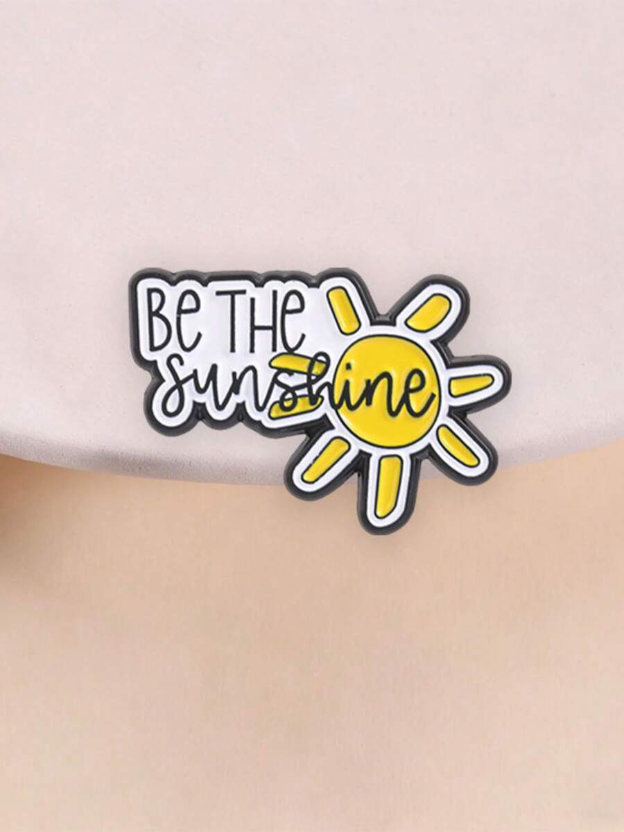 Be The Sunshine Enamel Pin Positive Quote Yellow Sun Lapel Brooch Inspirational Backpack Decor Gift