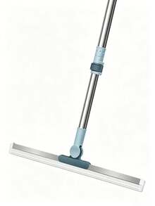 Sapu Pel Multifungsi Anti Lengket Silikon + Paduan Aluminium 2-in-1, Gagang Teleskopik yang Dapat Diatur, Cocok untuk Membersihkan Lantai, Kaca, Kamar Mandi, dan Dapur. - Tiang teleskopik biru muda [silikon 50cm] - View 5
