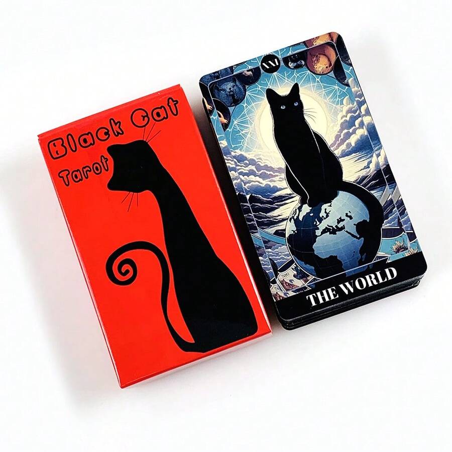 Black Cat Tarot Shadowy Cat Deck Feline Deck 78 Pcs Tarot Cards Based On Rider Waite System For Beginners - Multicolor - View 1