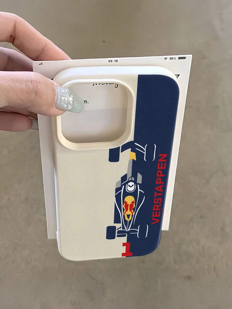 1件 白色賽車圖標個性化 TPU 防摔全包覆手機殼，適用於 Apple 17 16 15 14 13 12 11 Pro Max Air 及系列