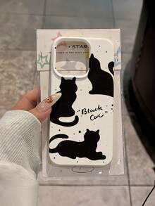 Custodia per cellulare con motivo di gatto nero, decorata con silhouette giocose e un design a pois fantasioso, adatta ai modelli iPhone17, 16, 15, 14, 13, 12, 11 Pro, in materiale TPU, con protezione antiurto. È un regalo perfetto per familiari, amici, bambini, compleanni, Capodanno cinese, festività, fidanzati, fidanzate e San Valentino. - Multicolore - Visualizzare 1