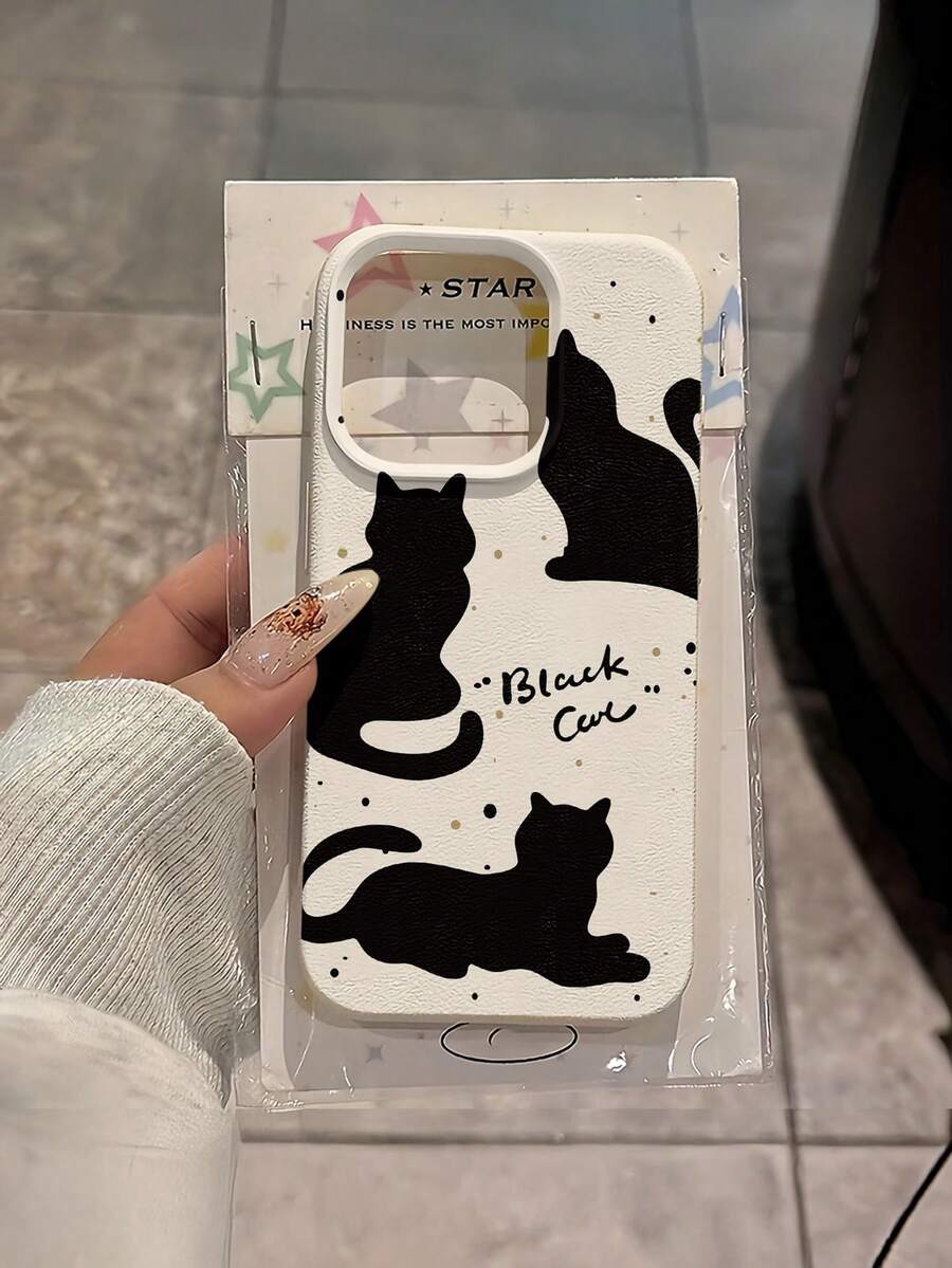 Custodia per cellulare con motivo di gatto nero, decorata con silhouette giocose e un design a pois fantasioso, adatta ai modelli iPhone17, 16, 15, 14, 13, 12, 11 Pro, in materiale TPU, con protezione antiurto. È un regalo perfetto per familiari, amici, bambini, compleanni, Capodanno cinese, festività, fidanzati, fidanzate e San Valentino. - Multicolore - Visualizzare 1