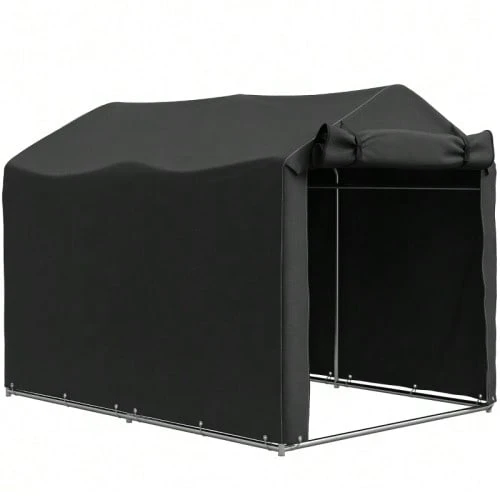 Waterproof Garage Shed With Door, UV Resistant, 220 X 157 X 165 Cm, Black - Black - View 1