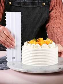1 Set/4pcs Plastic Cake Contour Scraper, Cake Cream Serrated Scraper, Double-Sided Cream Shaping Scraper, Asymmetrical Serrated Edge Cream Scraper, Pastry Cutting Tool, Cake Slicer, Dough Scraper, Cake Scraper And Cream Smoothing Tool - View 12
