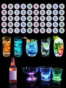 24入 LED 7色杯墊，彩色發光杯墊，LED貼燈，紅酒瓶燈，酒吧配件，適用於派對、夜店、生日聚會與酒吧裝飾，適用於紅酒瓶、調酒、酒吧、派對與婚禮裝飾 - 彩色 - 查看 1