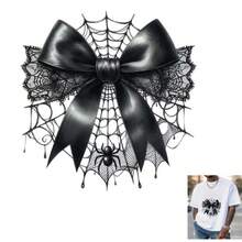 1pc/2pcs/3pcs Halloween Black Spider Web Bow Heat Transfer Stickers, DIY Iron-On Patches, Durable Plastic, T-Shirt Making, Pillow Decoration, - Multicolor, Durable, Washable Plastic DIY Stickers, Suitable For Backpacks, Cushions, Pants, Sofa Covers, Waterproof And Fade-Resistant - T-Shirt Printing Stickers - Multicolor - View 1