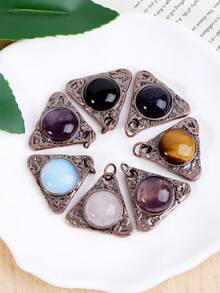 1pc Natural Stone Triangle Necklace For Men Healing Tiger Eye Obsidian Crystal Pendant Vintage Necklaces Energy Jewelry H905 - Necklace - View 3