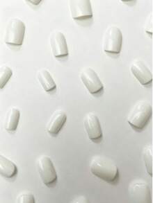 24pcs White Square Short Classic Minimalist French Style Full Coverage Press-On False Nail Tips To Enhance Your Look, Suitable For Parties, Dates And Daily Wear Nails - White - View 4