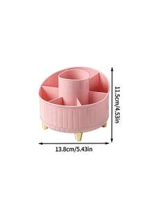 1pc White/Pink/Yellow 360° Spinning Pen Container, Desktop Storage Box For Makeup Brushes, Eyebrow Pencils And Stationery, Universal Organizer For Home Desk & Vanity, Multi-Grid Divided Easy Access, Luxury Metal Leg Table Decor - Multicolor - View 12