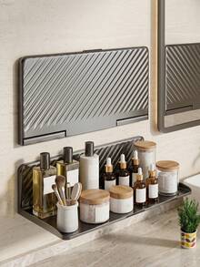 Rustproof Heavy Duty Self Adhesive Floating Wall Rack,Multi-Scene Wall Storage Spice Tray,Space Saving Wall Mount Organizer For Kitchen Counter,Shower Room Vanity,Bedroom Small Plant Decor,No Damage To Wall - Multicolor - View 9