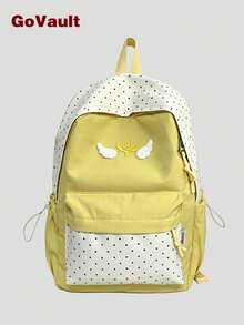 Color Block Polka Dot Angel Wings Backpack, Fresh Girl Campus School Bag, Cute Versatile Teen Backpack - Multicolor - View 1