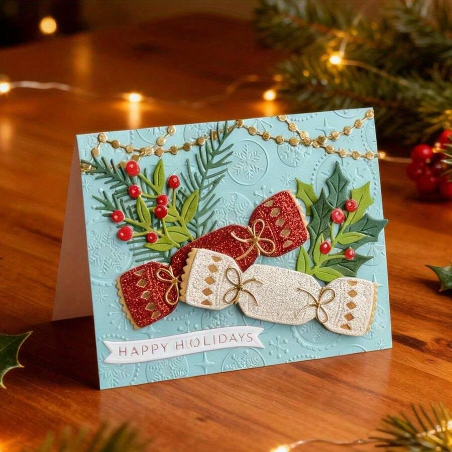1 buah Cetakan Pemotong Logam Dekoratif Permen, Cocok untuk Scrapbooking dan Kerajinan Tangan, Templat Embossing DIY, dan Membuat Kartu Buatan Tangan dan Kartu Hadiah.