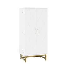 Kitchen Furniture, Storage Cabinets, Sideboards, Suitable For Small Dining Room Or Living Room Spaces, With Adjustable Shelves, White And Gold - View 8