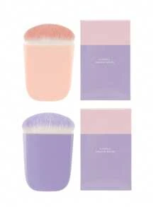 1 pièce Pinceau à blush petit plat en forme de haricot avec boîte en papier, pinceau de maquillage multifonction, poils super doux, outil de maquillage rose mignon - Multicolore - Voir 1