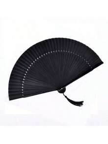 1pc Traditional Chinese Black & Red Kung Fu Folding Fan - Handheld Performance Prop, Suitable For Weddings, Dance, Stage And Photography, Home Office Living Room Wall Decor, Holiday Gift For Family - Multicolor - View 10