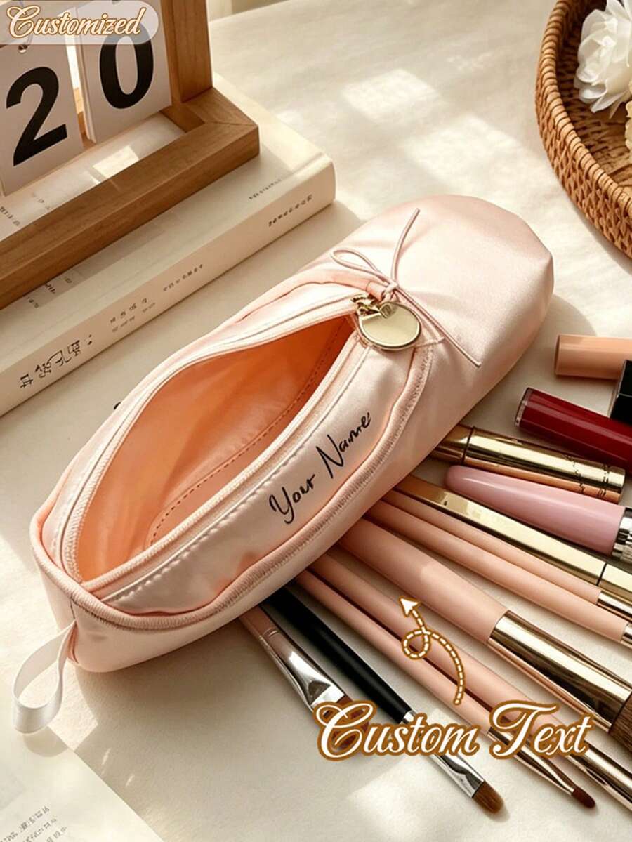 Tas Kosmetik Bridesmaid Kustom, Kotak Pensil Desain Sepatu Balet yang Dipersonalisasi, Tas Penyimpanan Multifungsi Portabel yang Indah, Perlengkapan Penting untuk Perjalanan dan Liburan