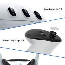 AOLION Quest 3S VR 替換頭帶，Quest 3 眼鏡/頭戴式裝置可調式 Elite 頭帶，保護殼、水晶外殼、鏡片蓋、鋼化玻璃螢幕保護貼、搖桿帽套組 - 無色 - 查看 5