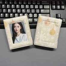 ألبوم بطاقات صور K-Pop قطعة واحدة | قطة سوداء جميلة، نجوم منقطة، لون وردي، تصميم رجل ثلج قلب، مادة PU سميكة 3 بوصة لتجميع بطاقات صور النجوم - أبيض وأسود - مشاهدة 12