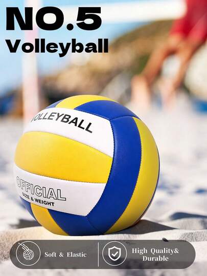 Official No. 5 Volleyball, Soft PU Leather Standard Volleyball, Suitable For Indoor Training, Outdoor Beach, Swimming Pool Games And Adult Competitive Volleyball